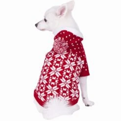 Let It Snow Snowflake Christmas Dog Hooded Sweater Cozy