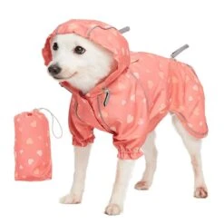 Waterproof Pink Reflective Dog Raincoat With 2 Legs For Pets