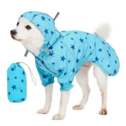 Waterproof Blue Reflective Dog Raincoat With 2 Legs - Safe Fit