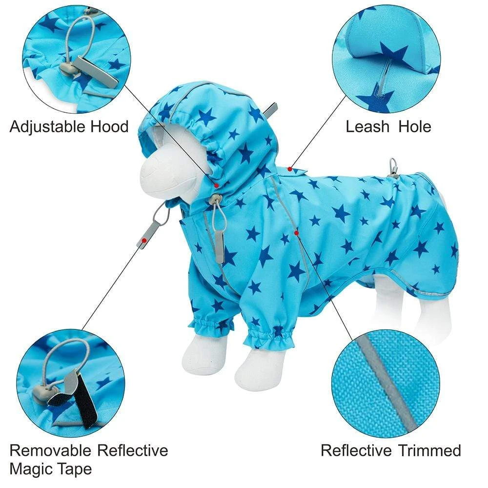 Waterproof Blue Reflective Dog Raincoat With 2 Legs - Safe Fit 2 Waterproof Blue Reflective Dog Raincoat With 2 Legs - Safe Fit - Image 2