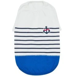 Summer Vacation Beach Stripes Design Matching Dog & Kid T-shirt, Blue -Dog & Cat Store 1010412049 3