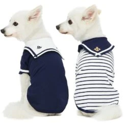 Summer Vacation Beach Dog T-shirts Navy Blue 2 Pack Set