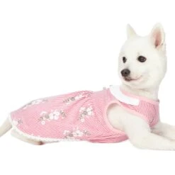 Wonderland Floral Dog Dress In Pink Stripe For Stylish Pups 9 Wonderland Floral Dog Dress In Pink Stripe For Stylish Pups -Dog & Cat Store 1010500043 2