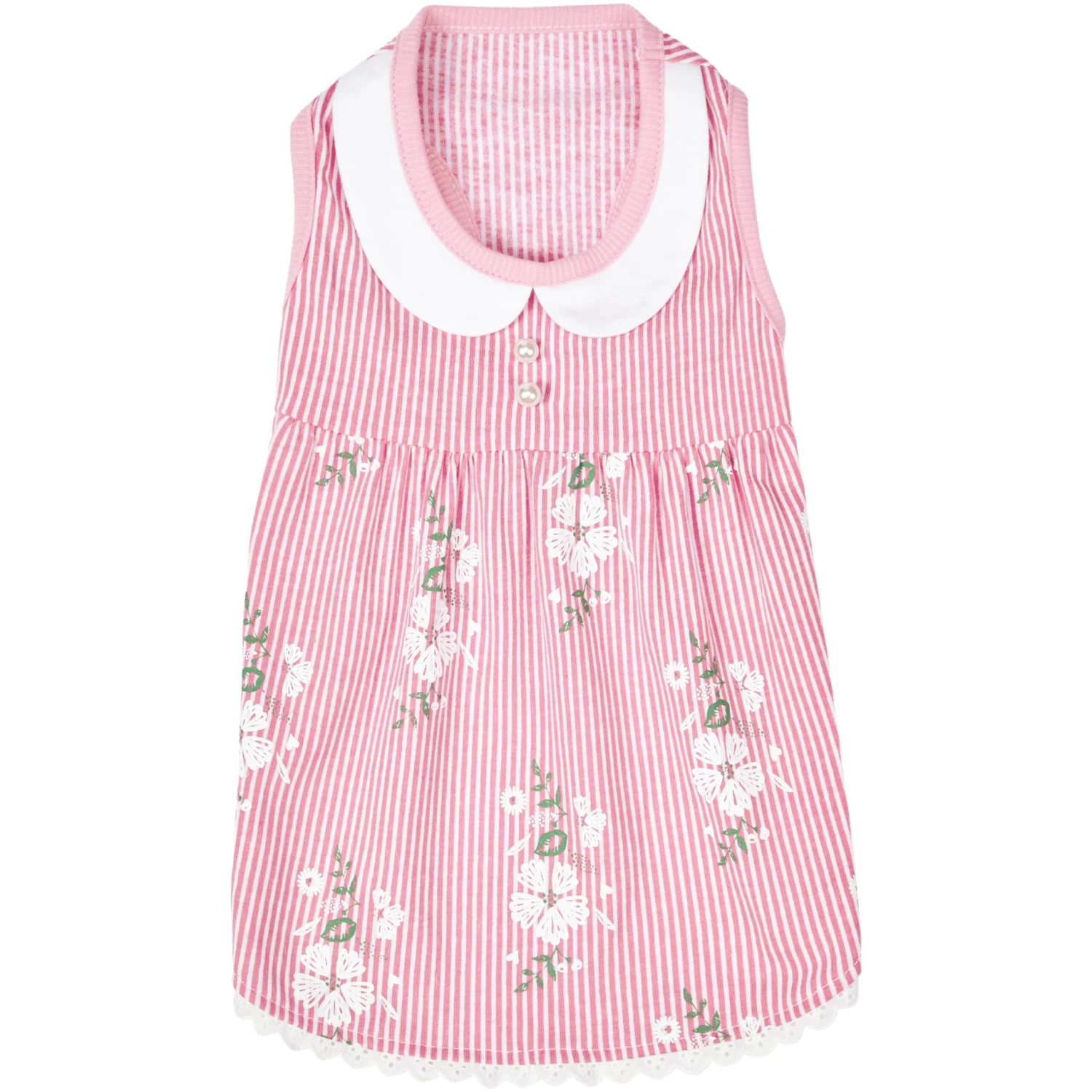 Wonderland Floral Dog Dress In Pink Stripe For Stylish Pups 2 Wonderland Floral Dog Dress In Pink Stripe For Stylish Pups - Image 2