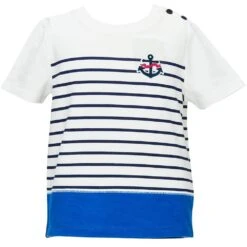 Summer Vacation Beach Stripes Design Matching Dog & Kid T-shirt, Blue -Dog & Cat Store 1010903042 1