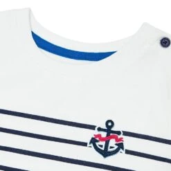 Summer Vacation Beach Stripes Design Matching Dog & Kid T-shirt, Blue -Dog & Cat Store 1010903042 3