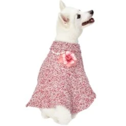 Marled Dog Poncho With Necklace & Flower For Stylish Pets