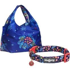 Floral Dog Collar & Shopping Bag Set For Stylish Outings -Dog & Cat Store 1020704042 1