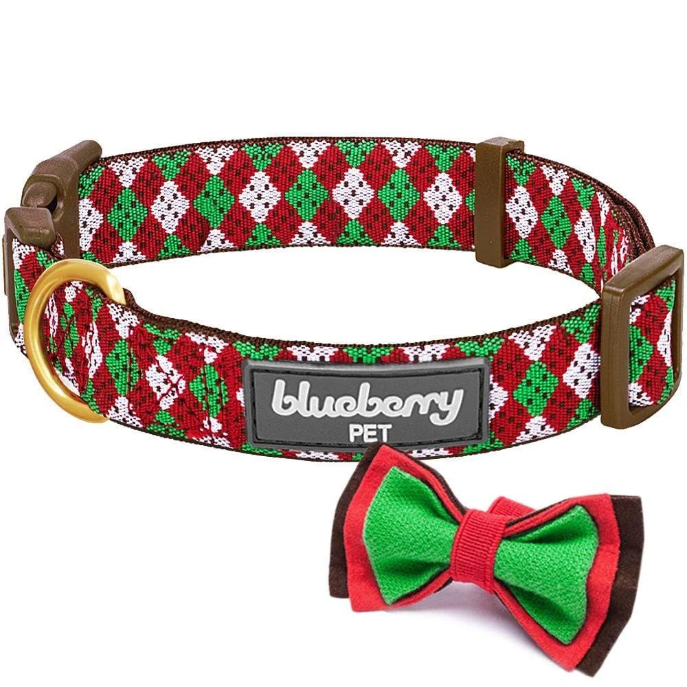 Christmas Dog Collar With Handmade Detachable Bow Tie 3 Christmas Dog Collar With Handmade Detachable Bow Tie - Image 3
