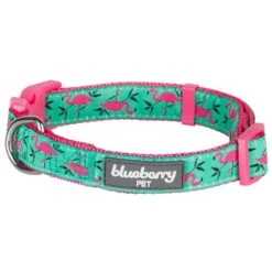 Flamingo Ladybug Dog Collar Summer Tropical Palm Leaves