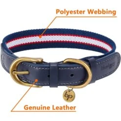 Full Grain Leather & Polyester Dog Collar For Stylish Pets -Dog & Cat Store 1040406049 4 a959e6cc b207 4a42 9d1b f5588d424899