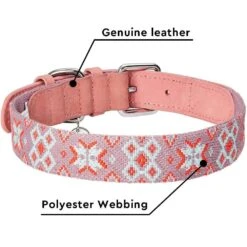 Southwestern Full Grain Leather & Polyester Dog Collar 24 Southwestern Full Grain Leather & Polyester Dog Collar -Dog & Cat Store 1040409040 3