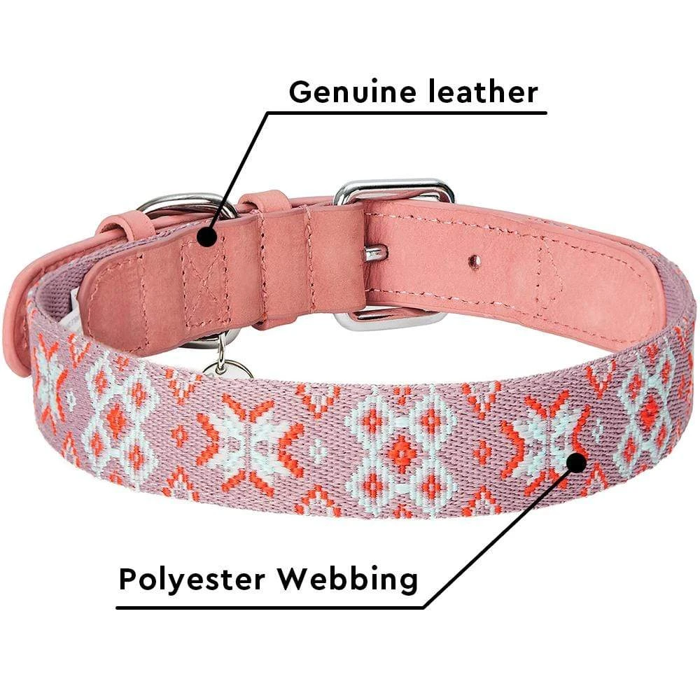 Southwestern Full Grain Leather & Polyester Dog Collar 9 Southwestern Full Grain Leather & Polyester Dog Collar - Image 9