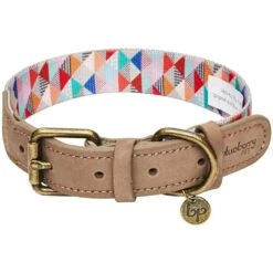 Shades Of Rainbow Full Grain Leather & Polyester Dog Collar