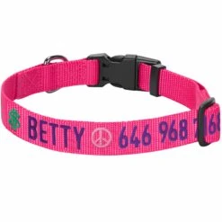 Personalized Dog Collar With Pet Name And Phone Pink Red