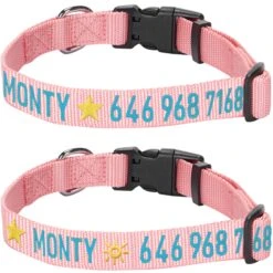 Personalized Dog Collar With Pet Name And Phone Pink Red -Dog & Cat Store 1040825048 1 2 5bc20a57 50d2 4971 bb8d 50bce4ff5865