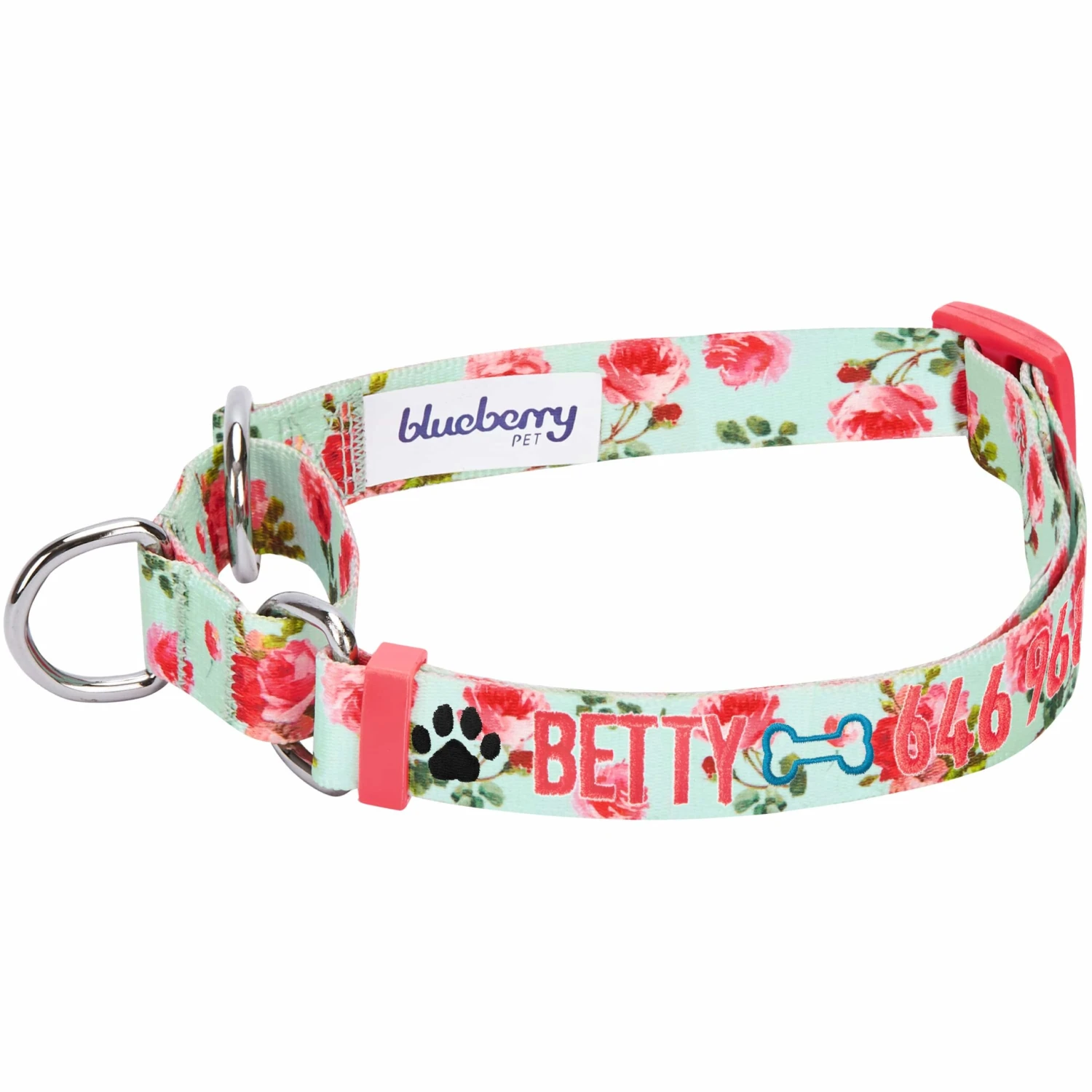 Personalized Petal Paws Floral Martingale Safety Training Dog Collar 1 Personalized Petal Paws Floral Martingale Safety Training Dog Collar