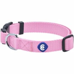 Classic Solid Color Adjustable Dog Collar, Pink/Red Design