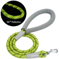 3M Reflective Dog Rope Leash With Neoprene Handle Lime Green 4 Ft