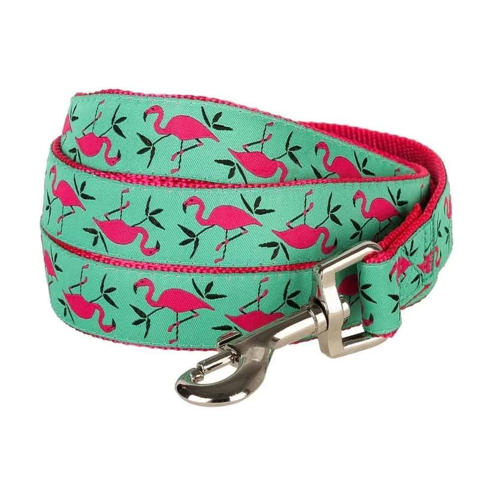 Flamingo Ladybug Dog Leash, Hawaiian Palm Leaves Design 1 Flamingo Ladybug Dog Leash, Hawaiian Palm Leaves Design