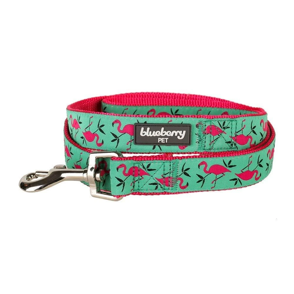 Flamingo Ladybug Dog Leash, Hawaiian Palm Leaves Design 2 Flamingo Ladybug Dog Leash, Hawaiian Palm Leaves Design - Image 2