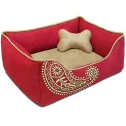 Cover-Removable And Washable Paisley Inspired Embroidery Dog Bed