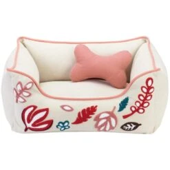 Cover-Removable And Washable Embroidered Leaves Linen Dog Bed 23 Cover-Removable And Washable Embroidered Leaves Linen Dog Bed -Dog & Cat Store 11080106060 2 1