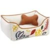 Cover-Removable And Washable Embroidered Leaves Linen Dog Bed -Dog & Cat Store 11080107067 1 1