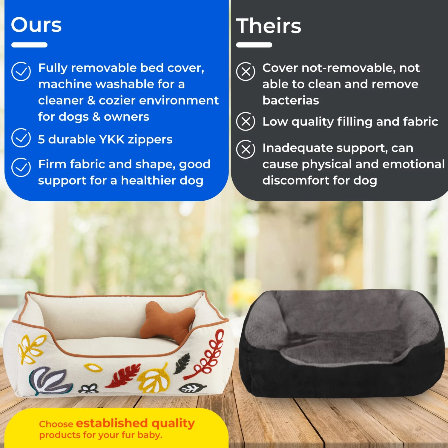 Cover-Removable And Washable Embroidered Leaves Linen Dog Bed 2 Cover-Removable And Washable Embroidered Leaves Linen Dog Bed - Image 2