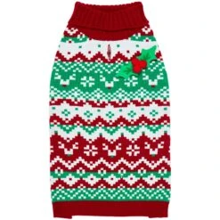 Christmas Reindeer Zigzag Chevron Dog Sweater With Holly Decor 8 Christmas Reindeer Zigzag Chevron Dog Sweater With Holly Decor -Dog & Cat Store 1110144048 3