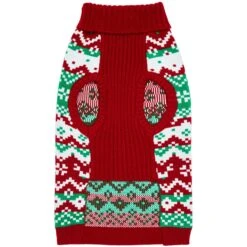 Christmas Reindeer Zigzag Chevron Dog Sweater With Holly Decor 9 Christmas Reindeer Zigzag Chevron Dog Sweater With Holly Decor -Dog & Cat Store 1110144048 4