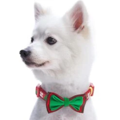 Christmas Dog Collar With Handmade Detachable Bow Tie 32 Christmas Dog Collar With Handmade Detachable Bow Tie -Dog & Cat Store 11140282048 2