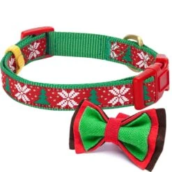 Christmas Dog Collar With Handmade Detachable Bow Tie 35 Christmas Dog Collar With Handmade Detachable Bow Tie -Dog & Cat Store 11140282048 5