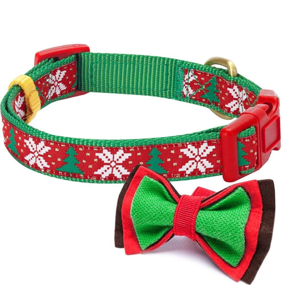 Christmas Dog Collar With Handmade Detachable Bow Tie 16 Christmas Dog Collar With Handmade Detachable Bow Tie - Image 16