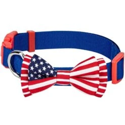 American Flag Handmade Bowtie Dog Collar For Stylish Pets