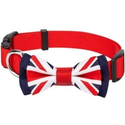 Union Jack Bowtie Dog Collar For Stylish Pet Fashion