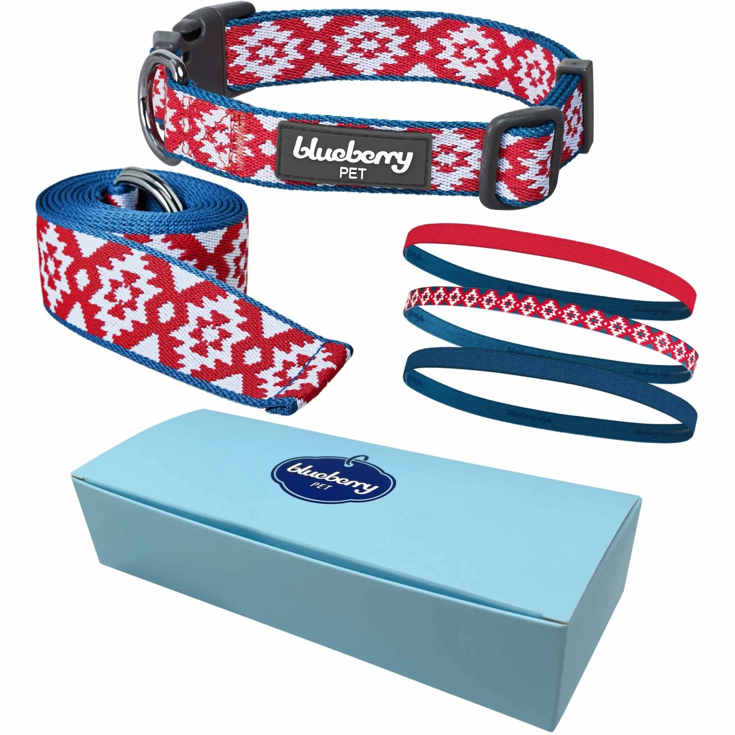 Jacquard Weave Tribal Diamond Doga Gift Box With Collar, Strap, Headbands 3 Jacquard Weave Tribal Diamond Doga Gift Box With Collar, Strap, Headbands - Image 3