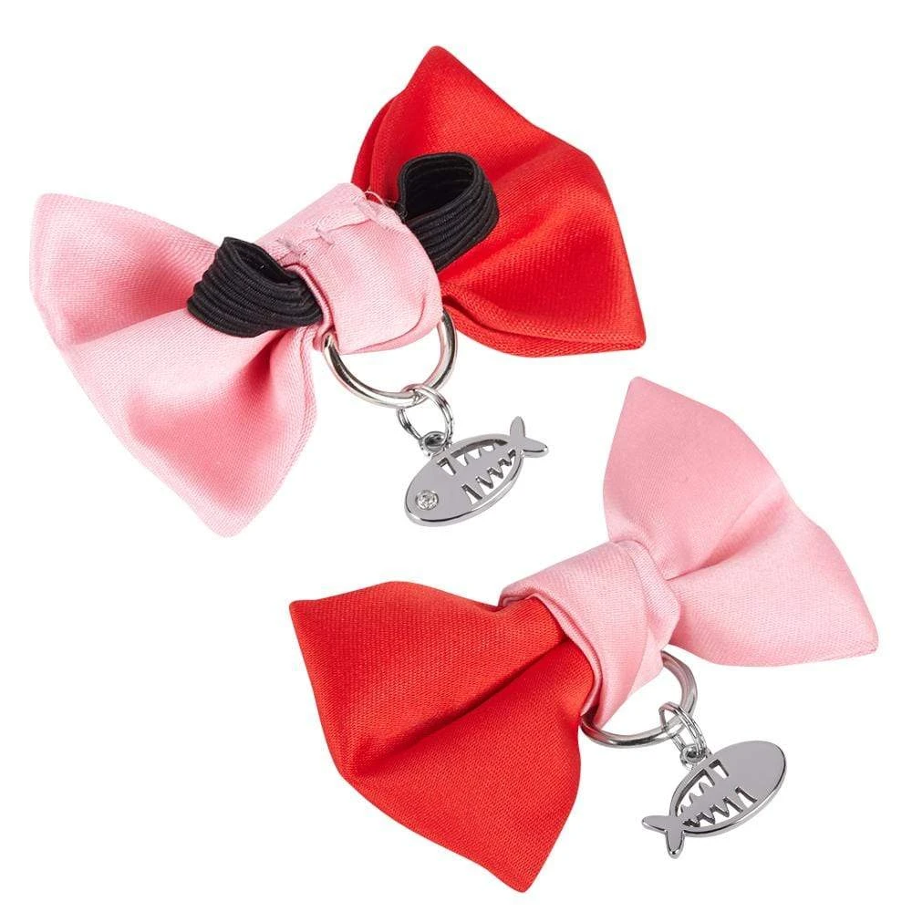 Timeless Color-block Cat Collar With Bowtie And Charm 3 Timeless Color-block Cat Collar With Bowtie And Charm - Image 3