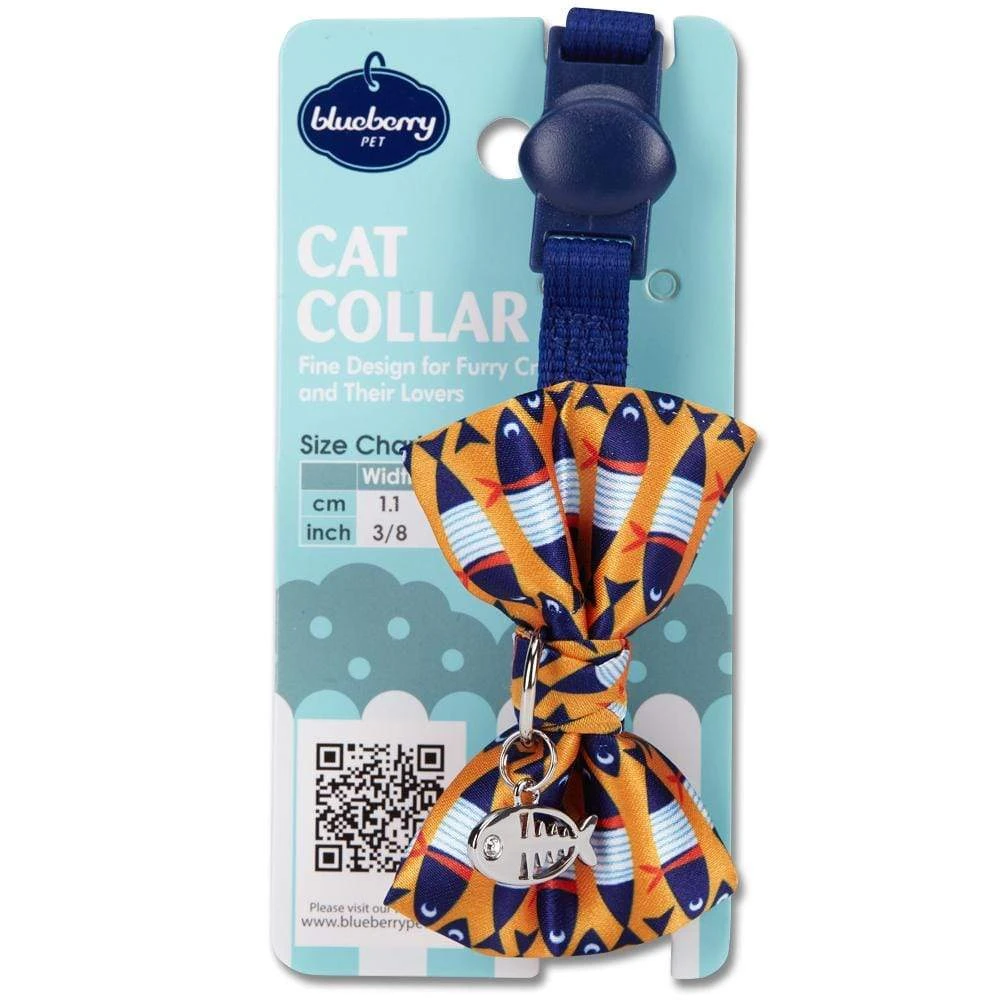 Timeless Cat Collar, Navy Blue With Chic Bowtie Design 5 Timeless Cat Collar, Navy Blue With Chic Bowtie Design - Image 5