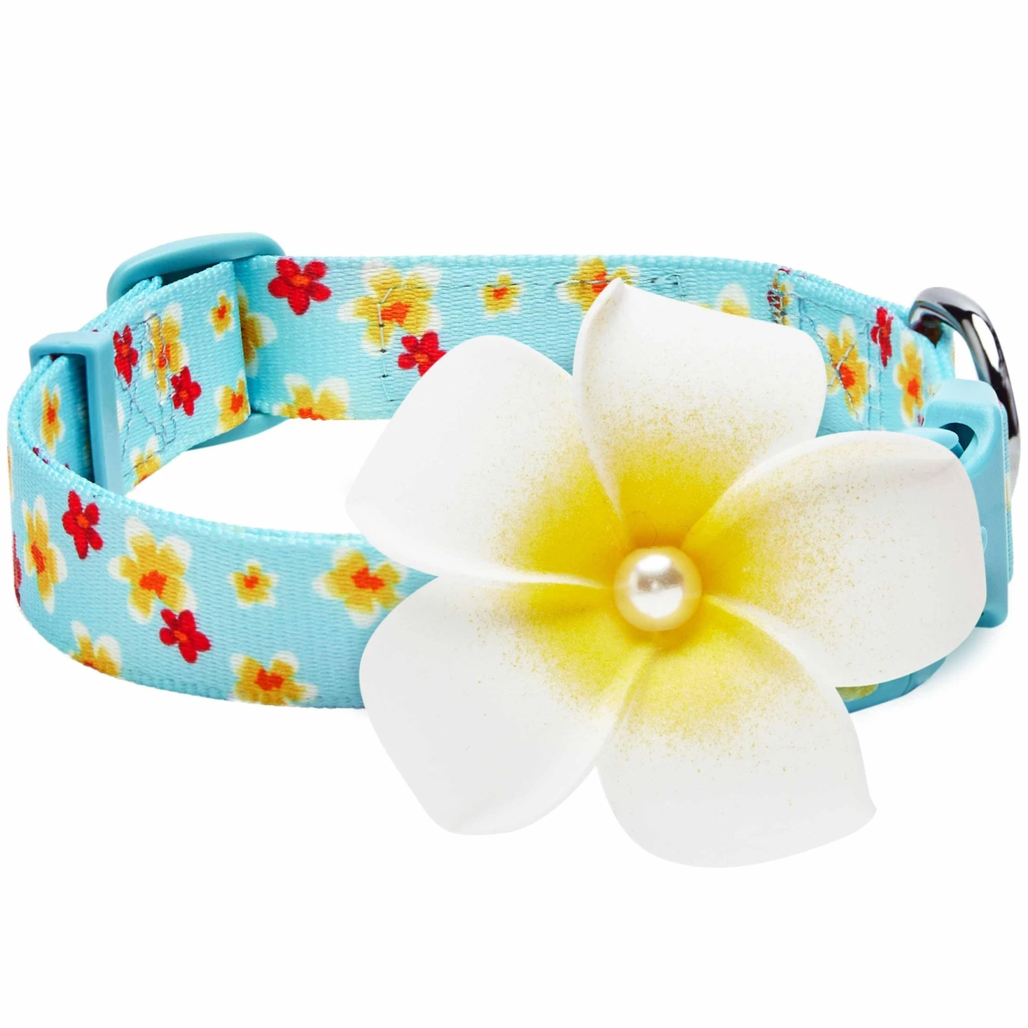 Tropical Yellow Plumeria Flower Dog Collar For Stylish Pets 1 Tropical Yellow Plumeria Flower Dog Collar For Stylish Pets