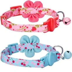 Lovely Cherry & Floral Cat Collar, 2 Pack - Stylish Set -Dog & Cat Store 2020150341 4