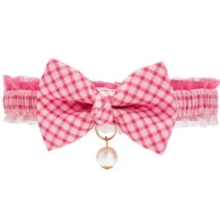 Plaid Bowtie Cat Collar With Pearl For Stylish Felines -Dog & Cat Store 2020150587 1
