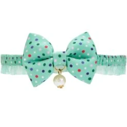 Polka Dot Bowtie Cat Collar With Pearl For Stylish Cats