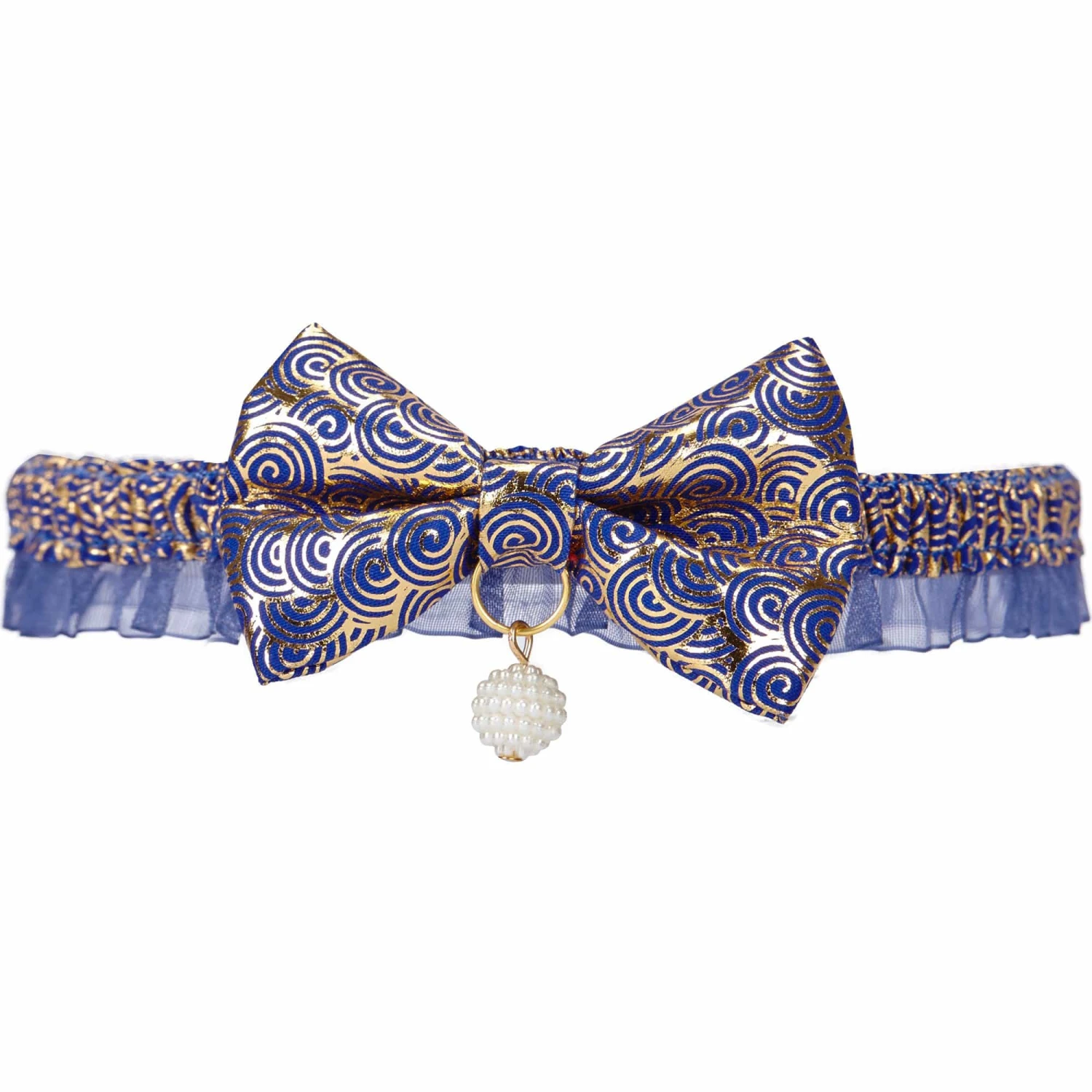 Lucky Clouds Bowtie Cat Collar With Pearl For Stylish Cats 1 Lucky Clouds Bowtie Cat Collar With Pearl For Stylish Cats