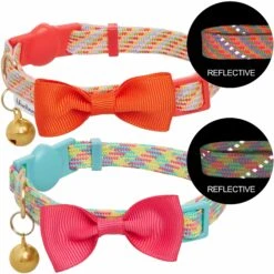 Reflective Striped Cat Collar, 2 Pack For Safe Style -Dog & Cat Store 2020150976 1
