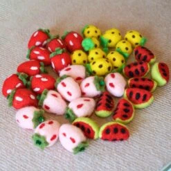 Handmade Wool Felt Cat Toy Set – 36 Piece Fruit Collection -Dog & Cat Store 26 1