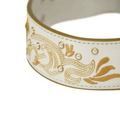 Elegant Western Luxury White Leather Dog Collar With Gold Baroque Design 13 Elegant Western Luxury White Leather Dog Collar With Gold Baroque Design -Dog & Cat Store BBPDCLRL00042WH 3 92c974c4 10c7 439a 8f05 7d77099b18df