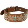 Western Cowboy Premium Leather Dog Collar With Decorative Floral Design -Dog & Cat Store BBPDCLRL00043BR 1 96c2ccb7 b6cf 4fdd 8a84 ba8174e41207