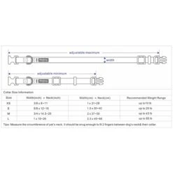 Vibrant Mesh Padded Ultra Cool Lightweight Dog Collar Set -Dog & Cat Store BBPDCLRP00447sizechart