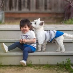 Summer Vacation Beach Stripes Design Matching Dog & Kid T-shirt, Blue -Dog & Cat Store bonvoyage3 015edccc 152f 46d3 8d16 28fe836c5721